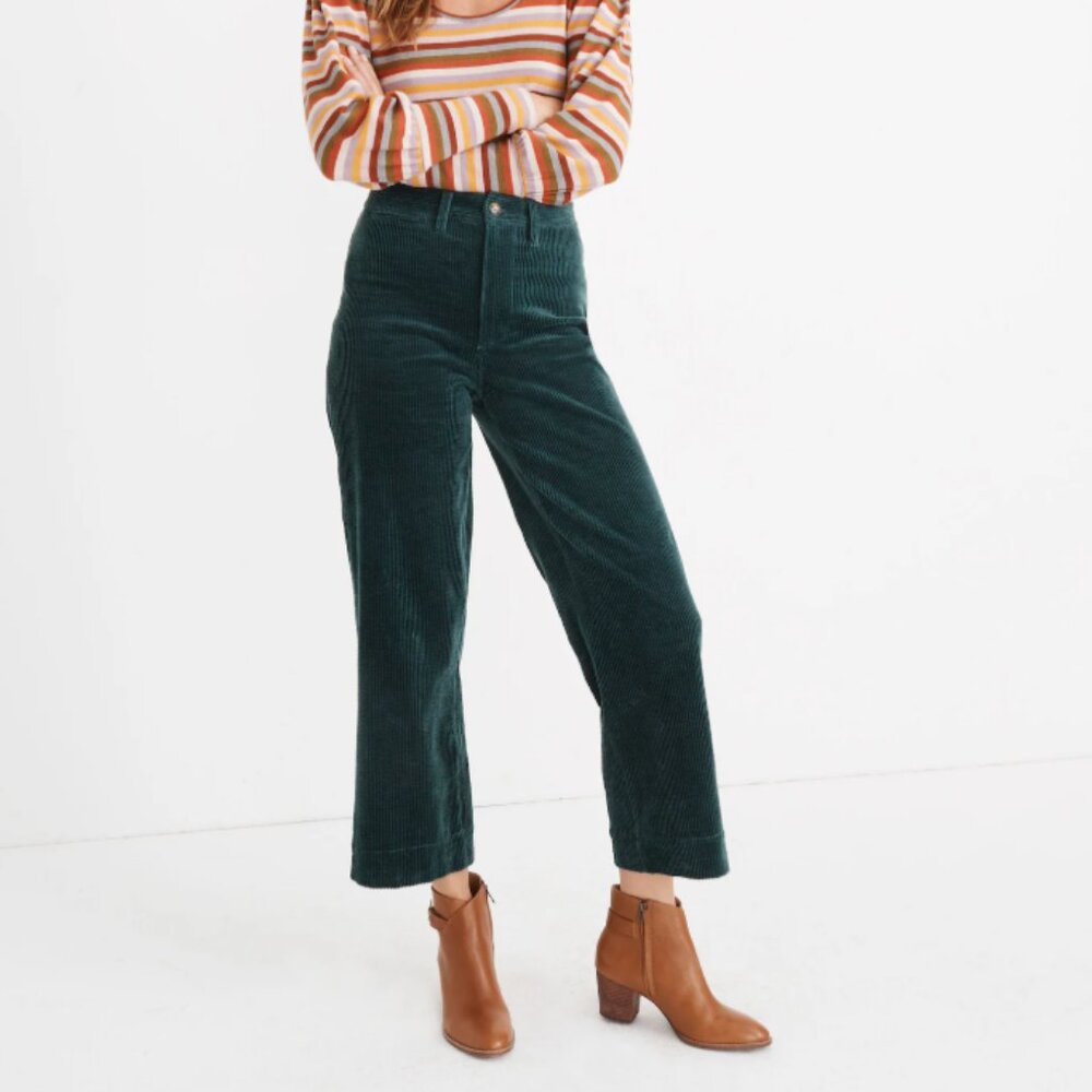 Madewell Slim Emmett Wide-Leg Crop Pants Corduroy Size 32